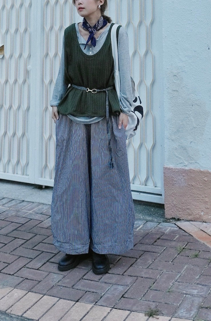 MZ823 PATCHED HICKORY STRIPED PANTS