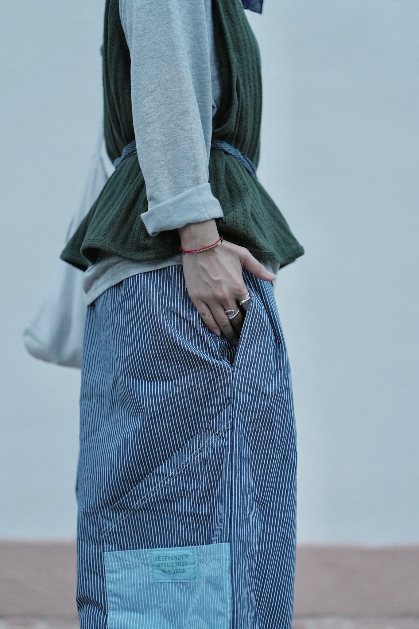 MZ823 PATCHED HICKORY STRIPED PANTS