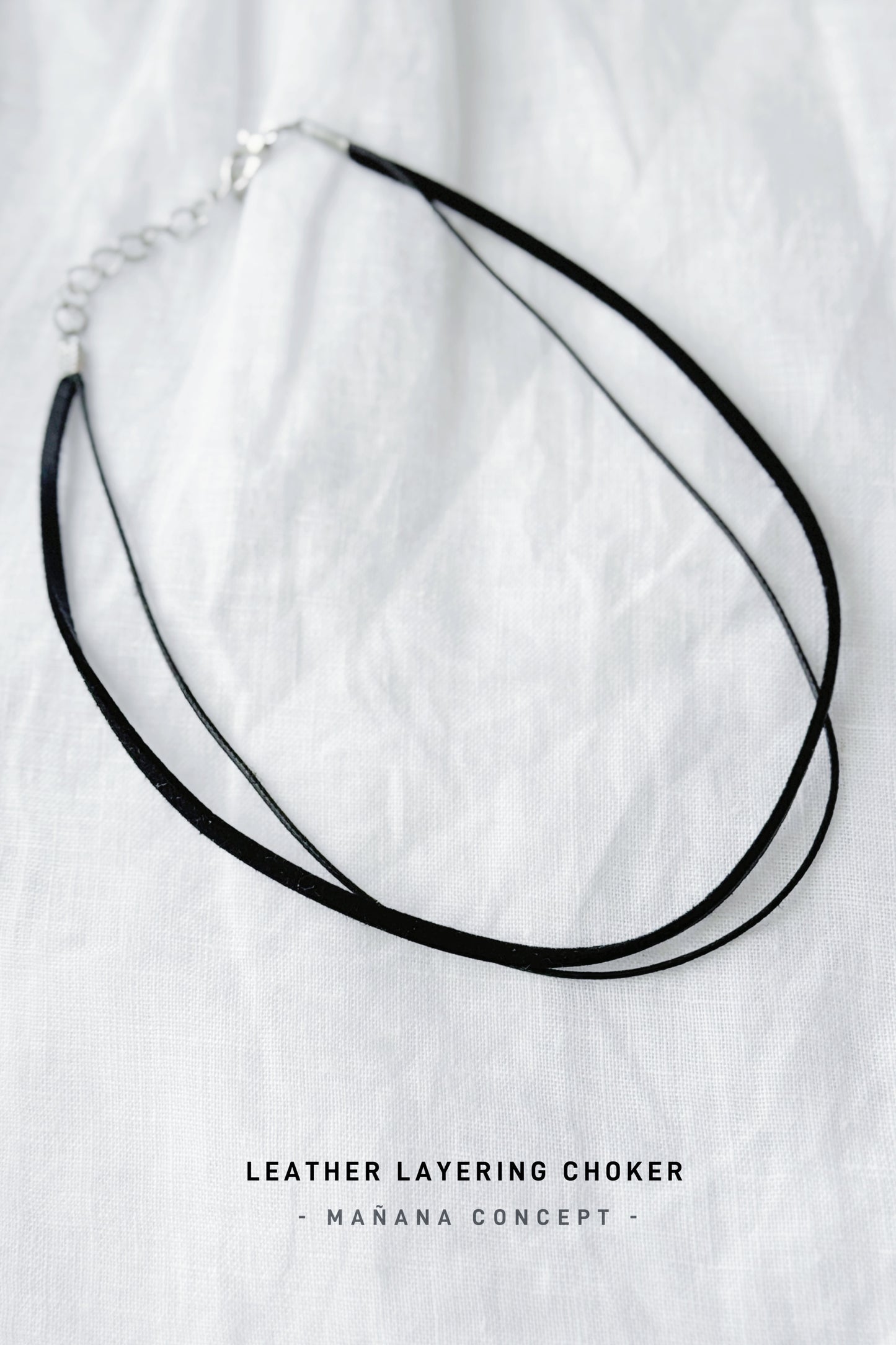 CA697 LEATHER LAYERING BLACK CHOKER