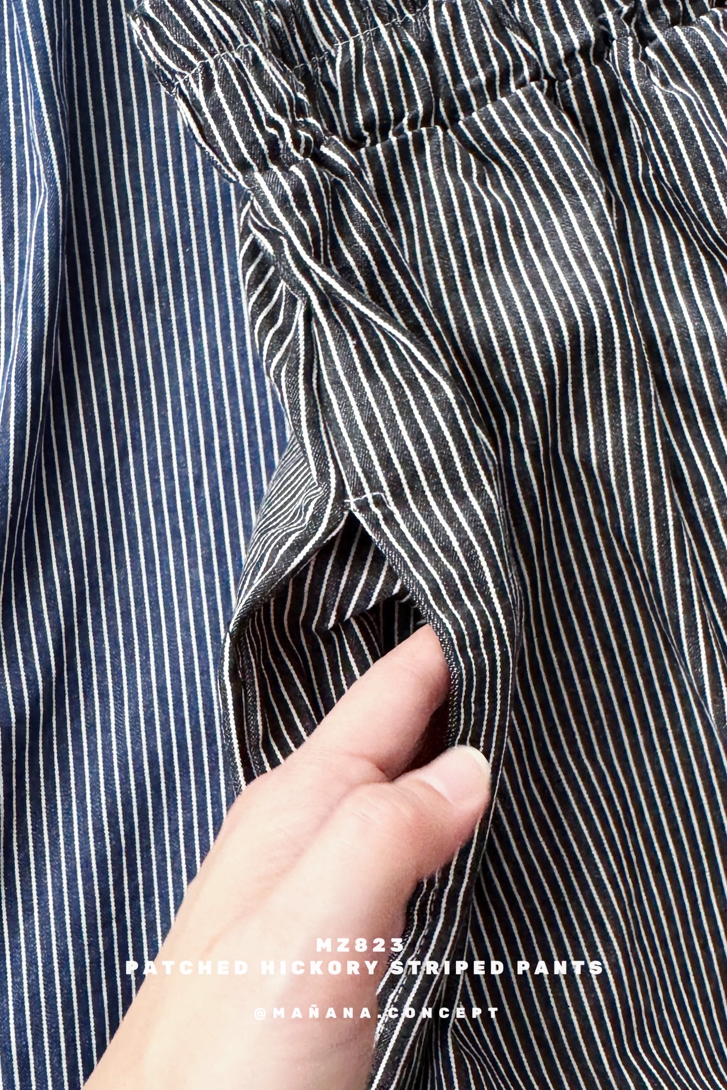 MZ823 PATCHED HICKORY STRIPED PANTS