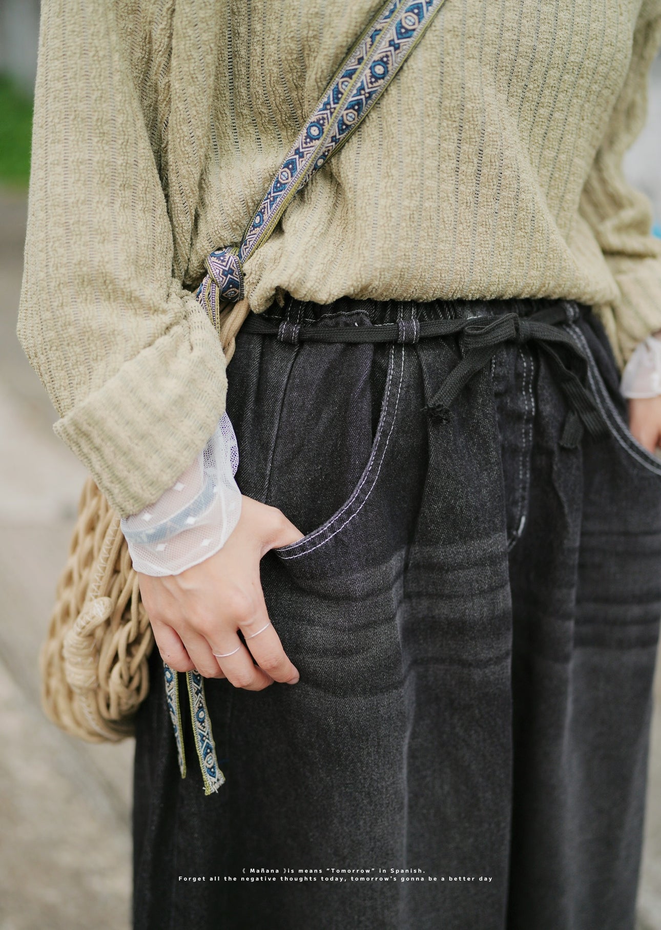 CA645 PATCHED DENIM SKIRT WITH BELT