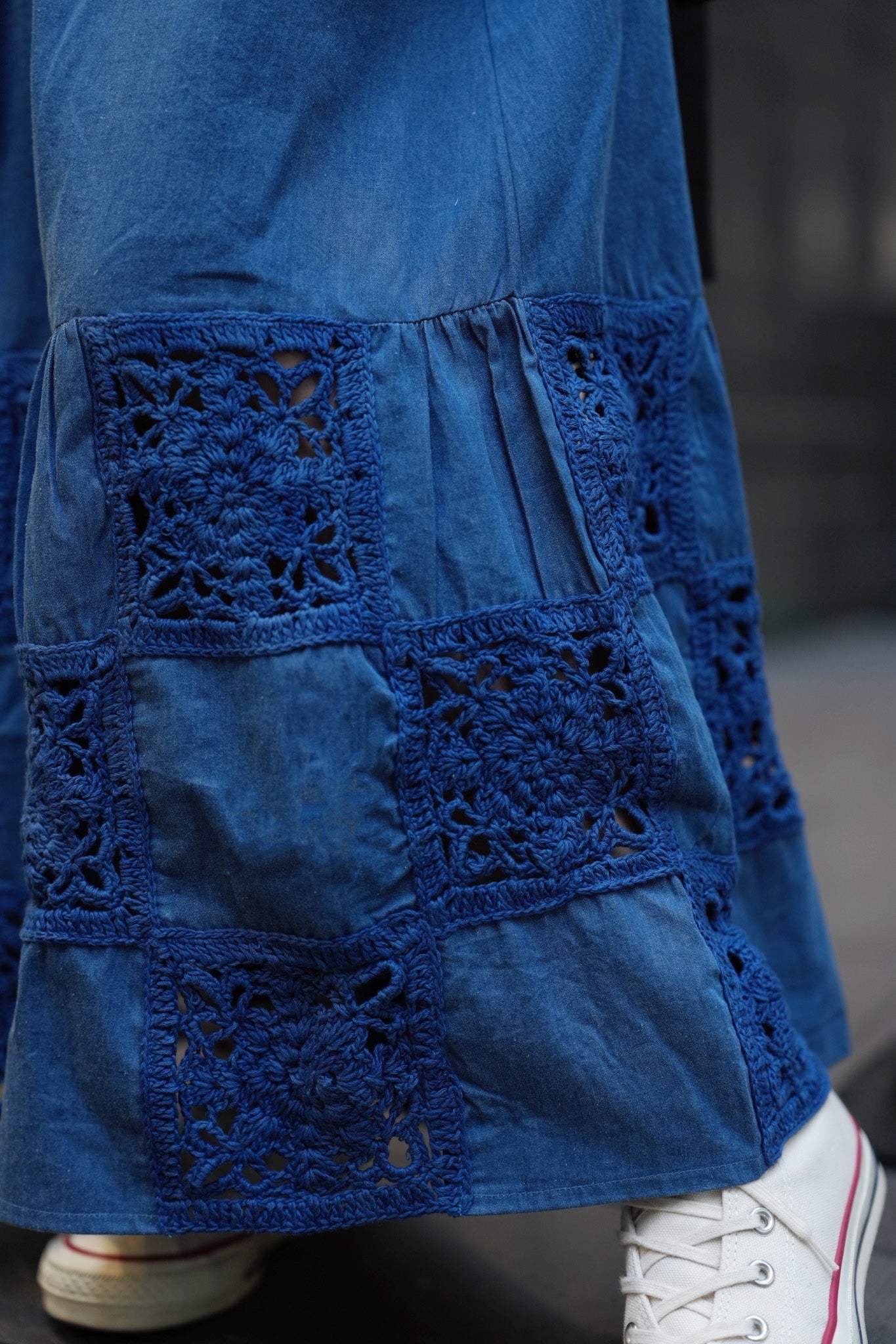 NA441 5.50Z CROCHET BORDER DENIM SKIRT