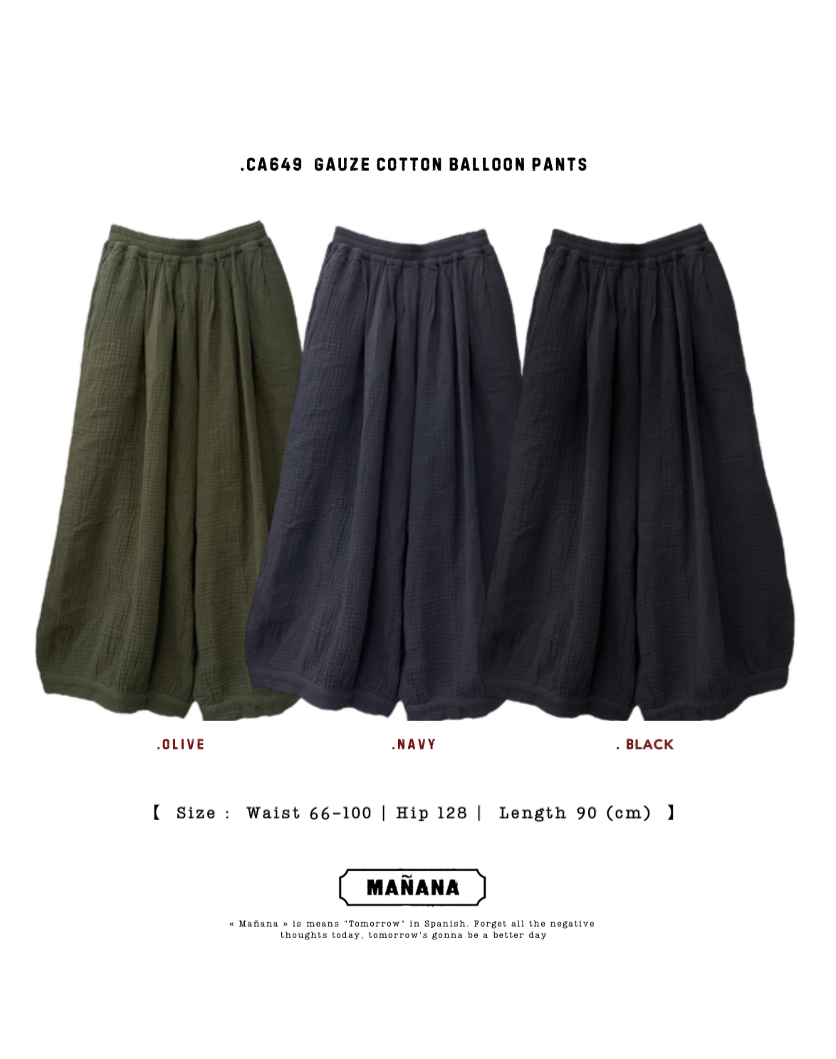 CA649 GAUZE COTTON BALLOON PANTS