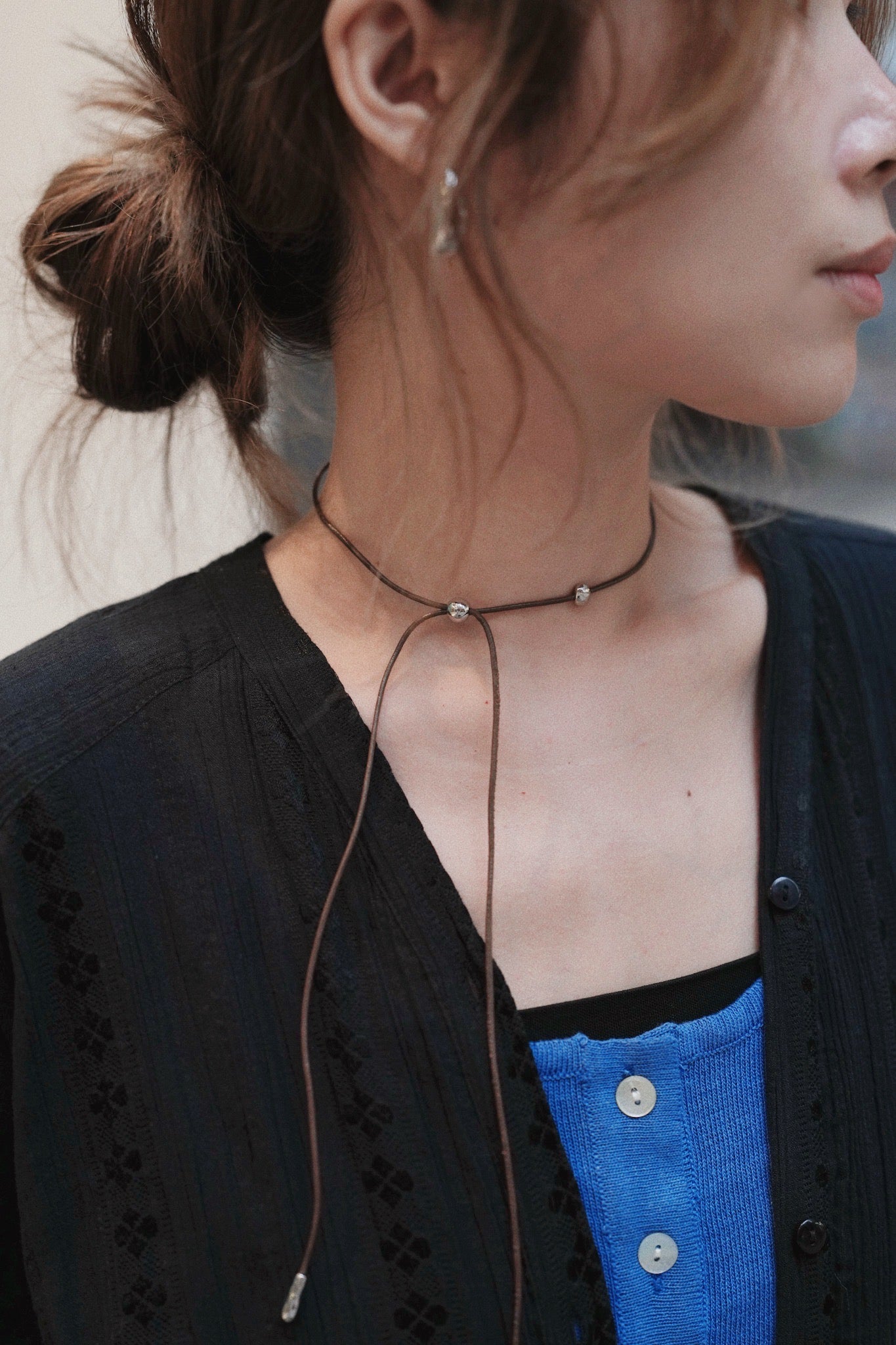MZ618 LEATHER WRAP NECKLACE