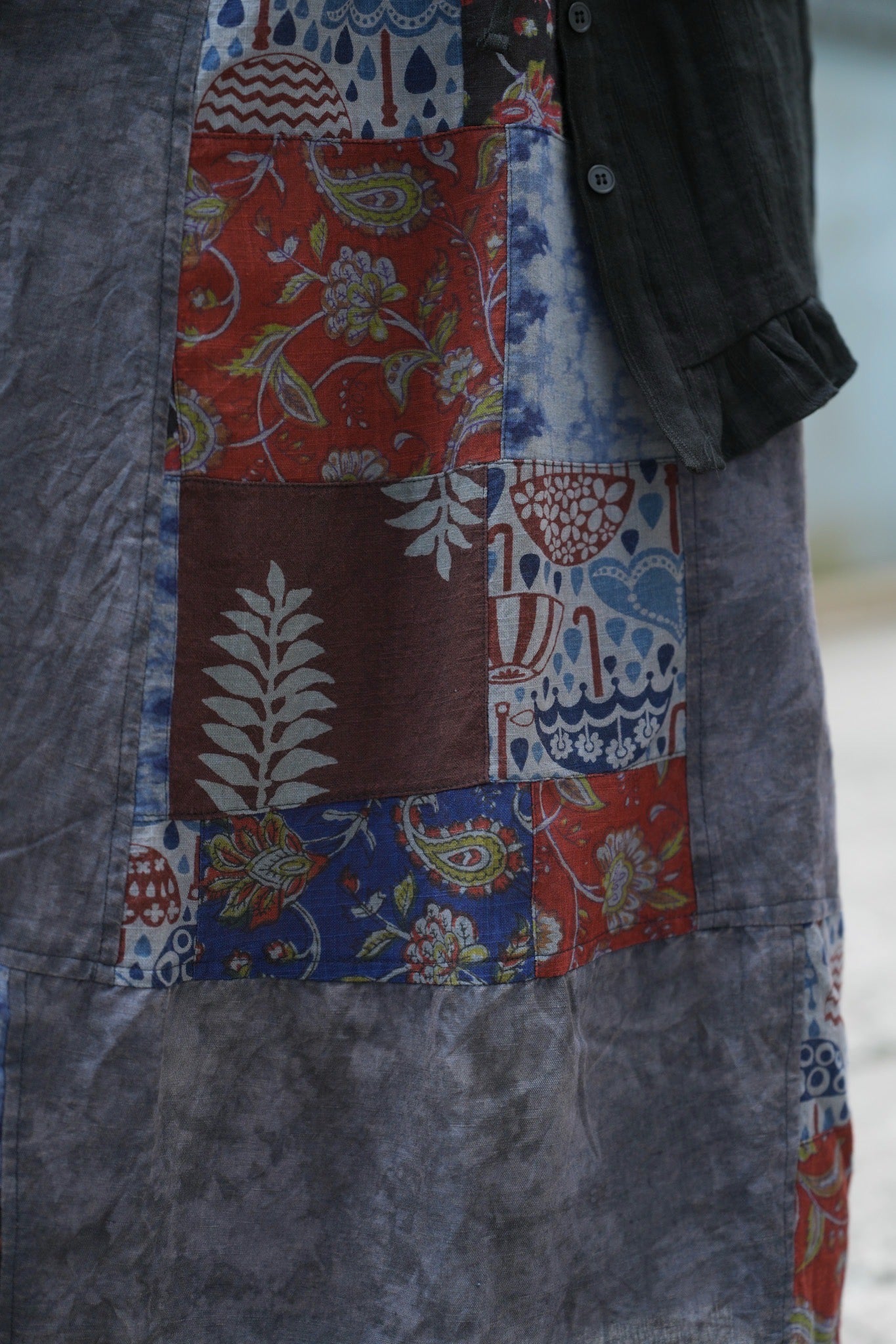 MZ747 EMBROIDERED PATCHWORK SKIRT