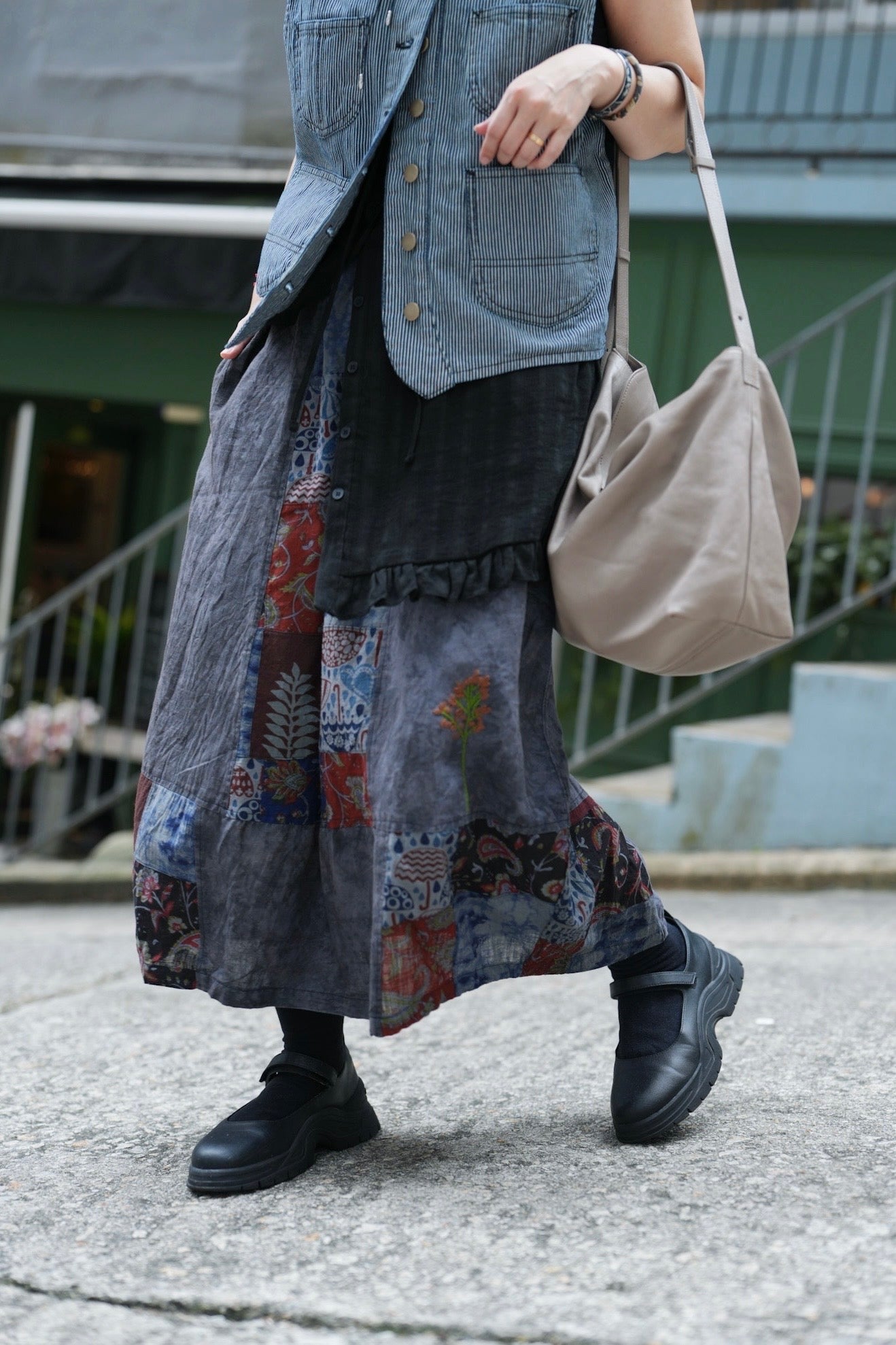 MZ747 EMBROIDERED PATCHWORK SKIRT