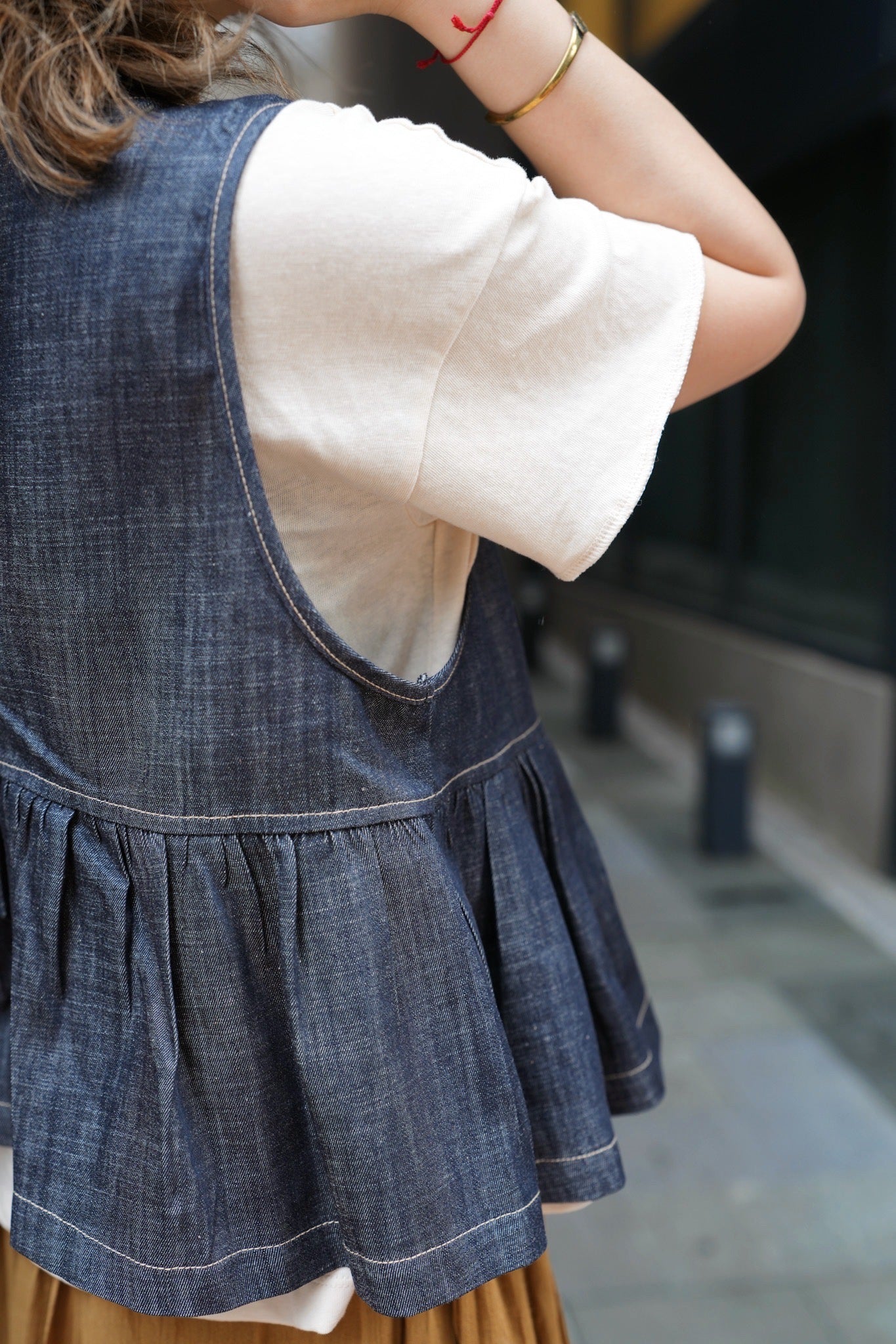 MZ748 NON FADE DENIM VEST TOP