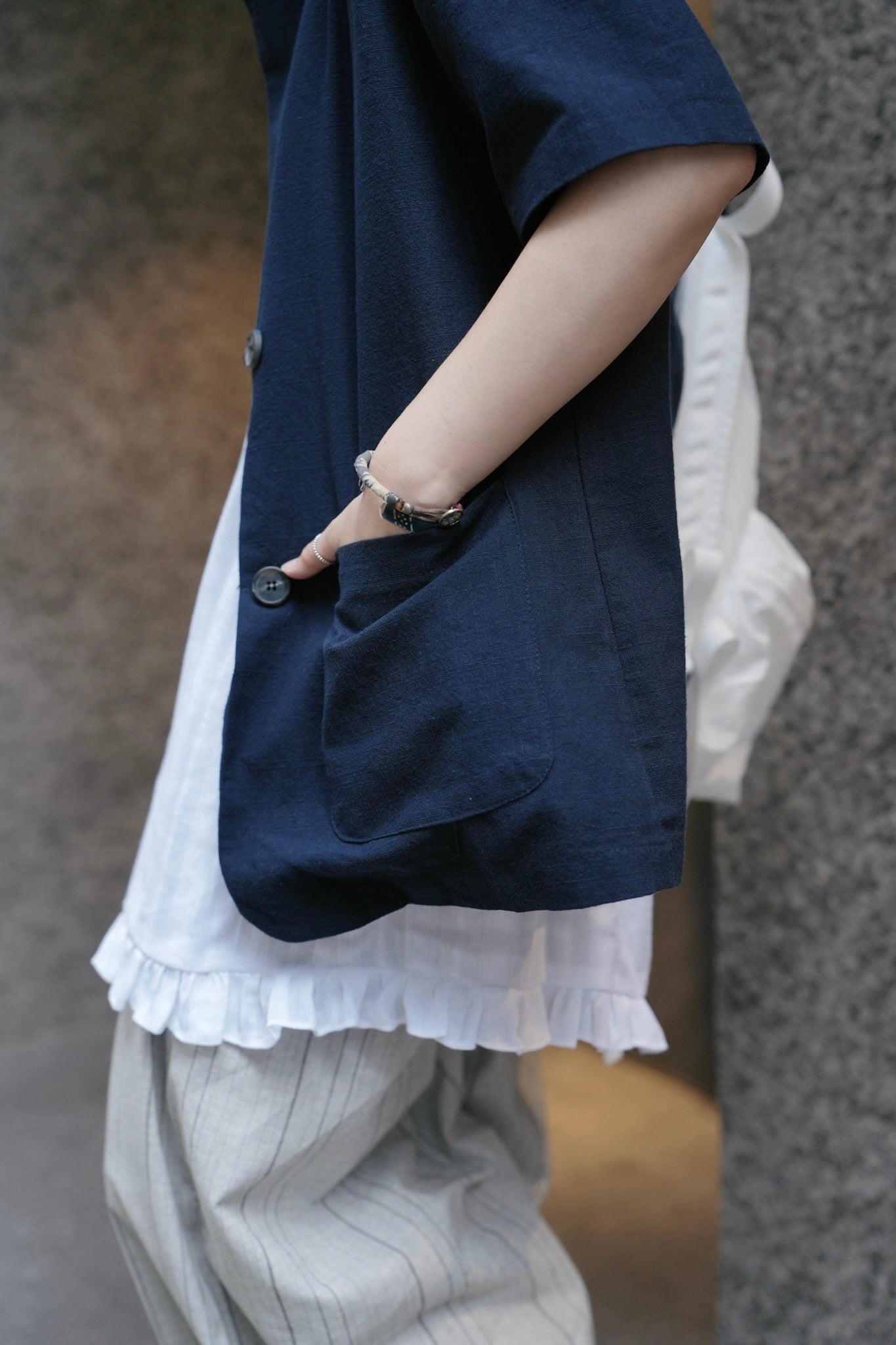 MZ743 LINEN BLAZER WITH BELT