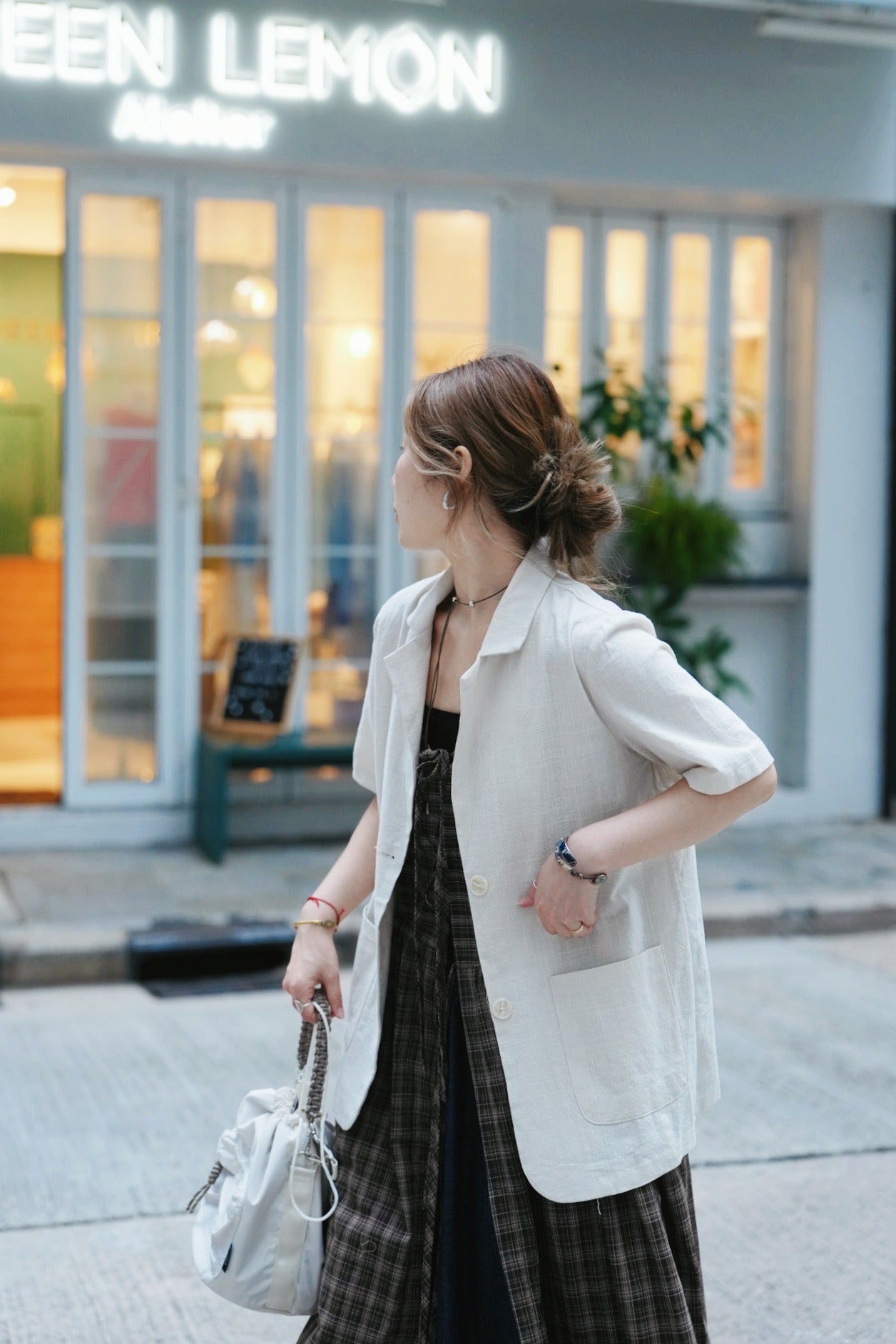 MZ743 LINEN BLAZER WITH BELT