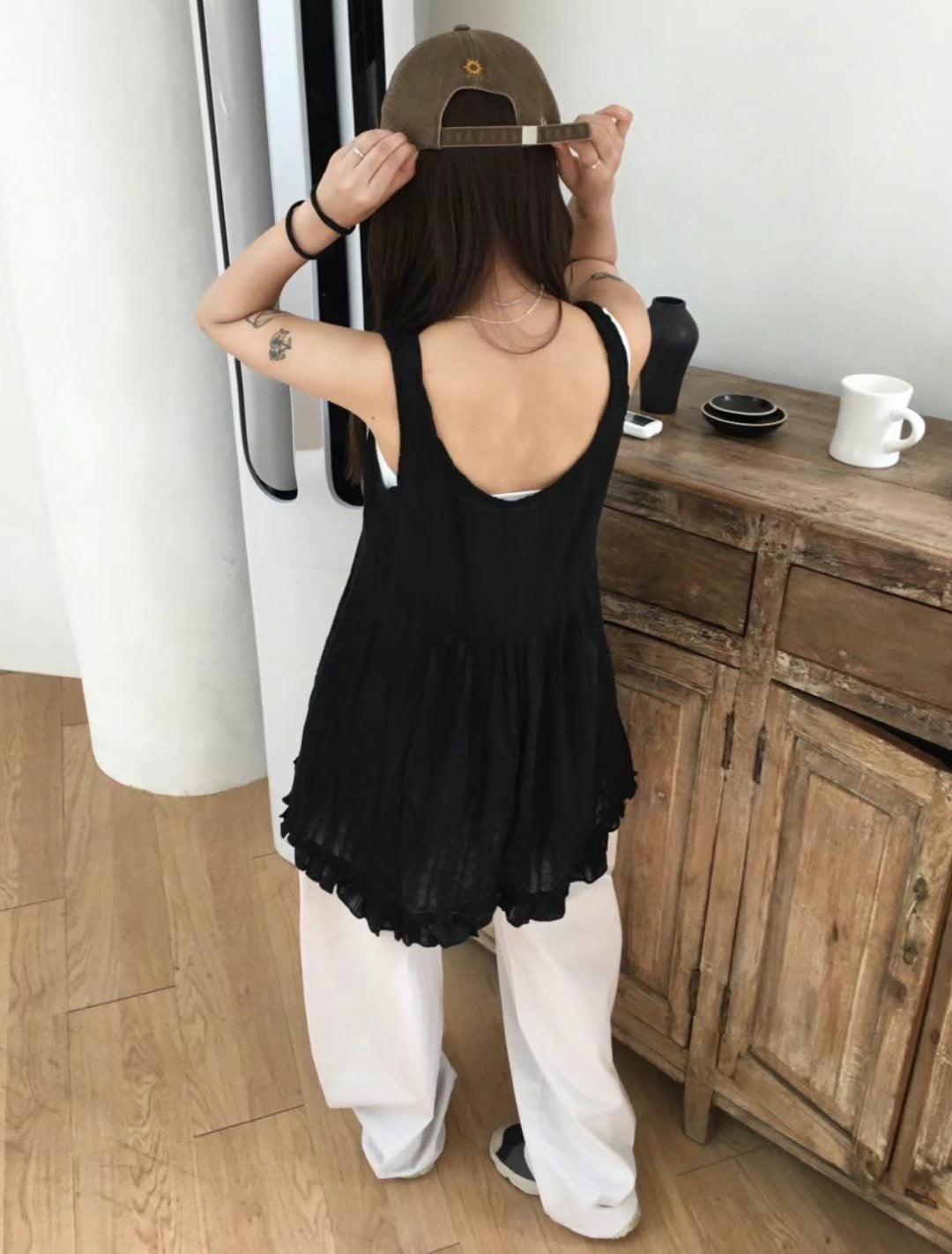 MZ746 SOFT RUFFLE MIDI DRES