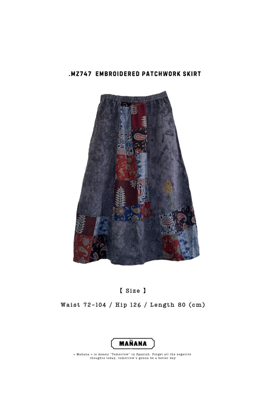 MZ747 EMBROIDERED PATCHWORK SKIRT