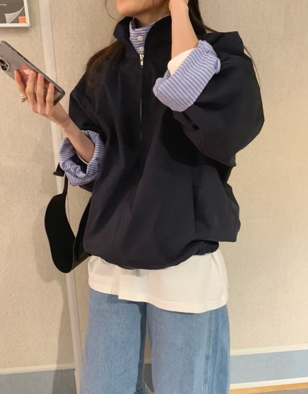 MZ626 SHIRT LAYERED STAND BLOUSON
