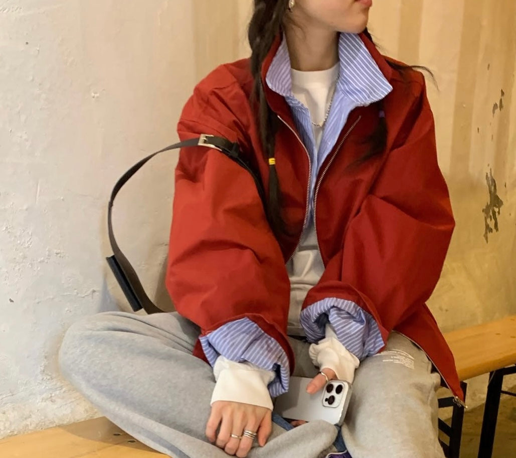 MZ626 SHIRT LAYERED STAND BLOUSON
