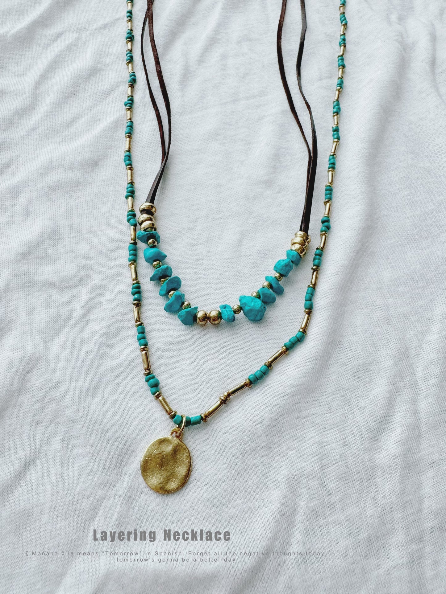 Turquoise Stone Layering Necklace