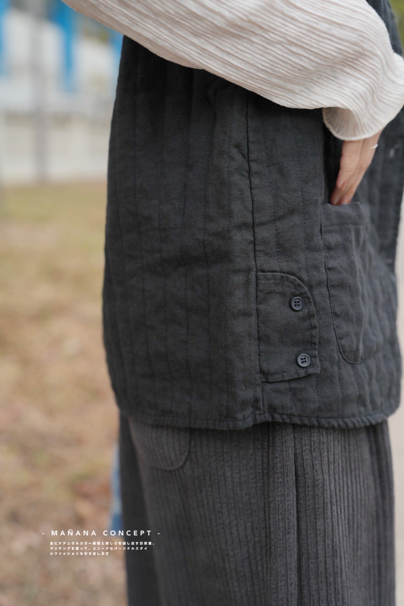 MZ611 LINEN STRIPED WORK VEST