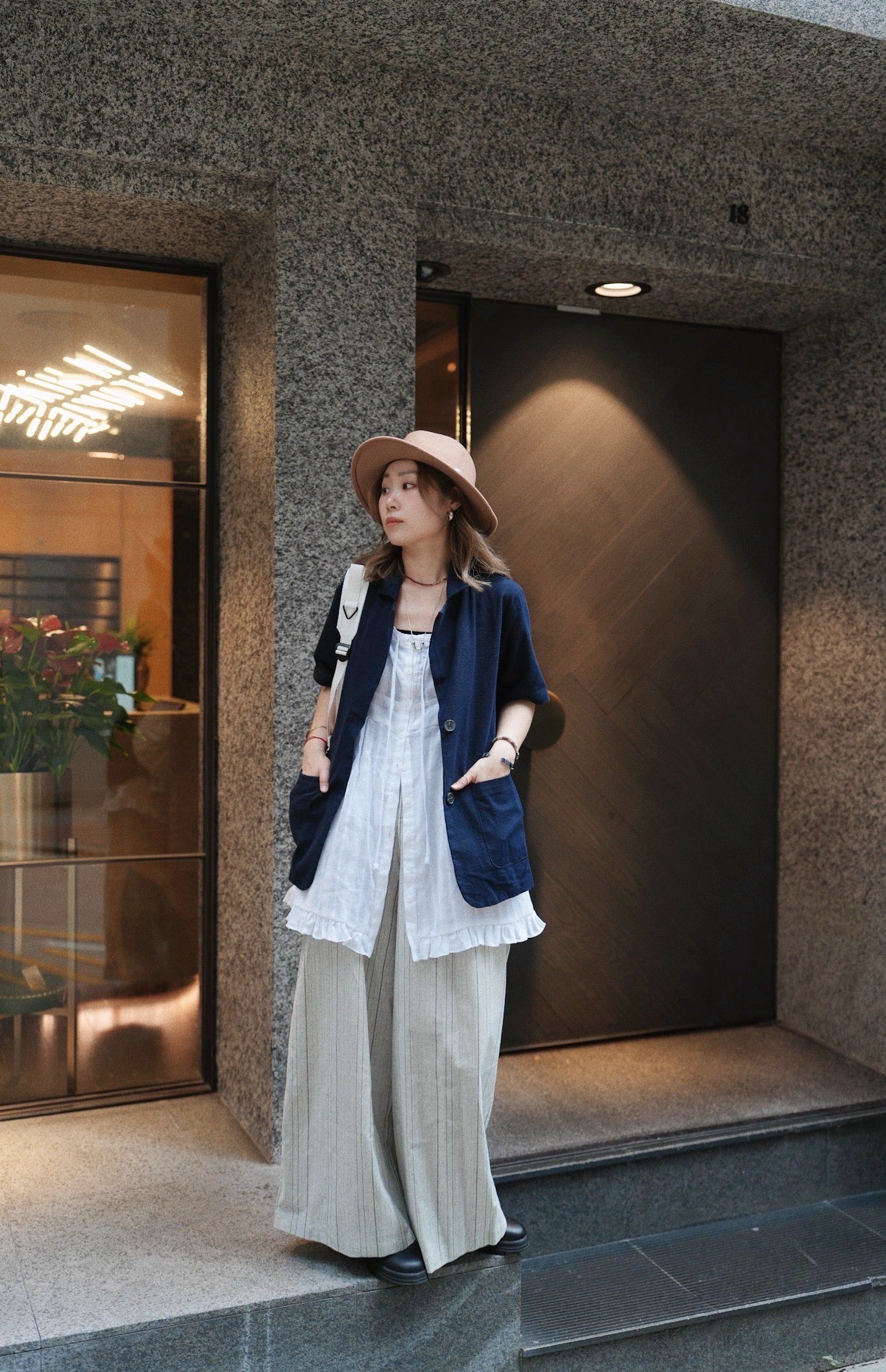 MZ743 LINEN BLAZER WITH BELT