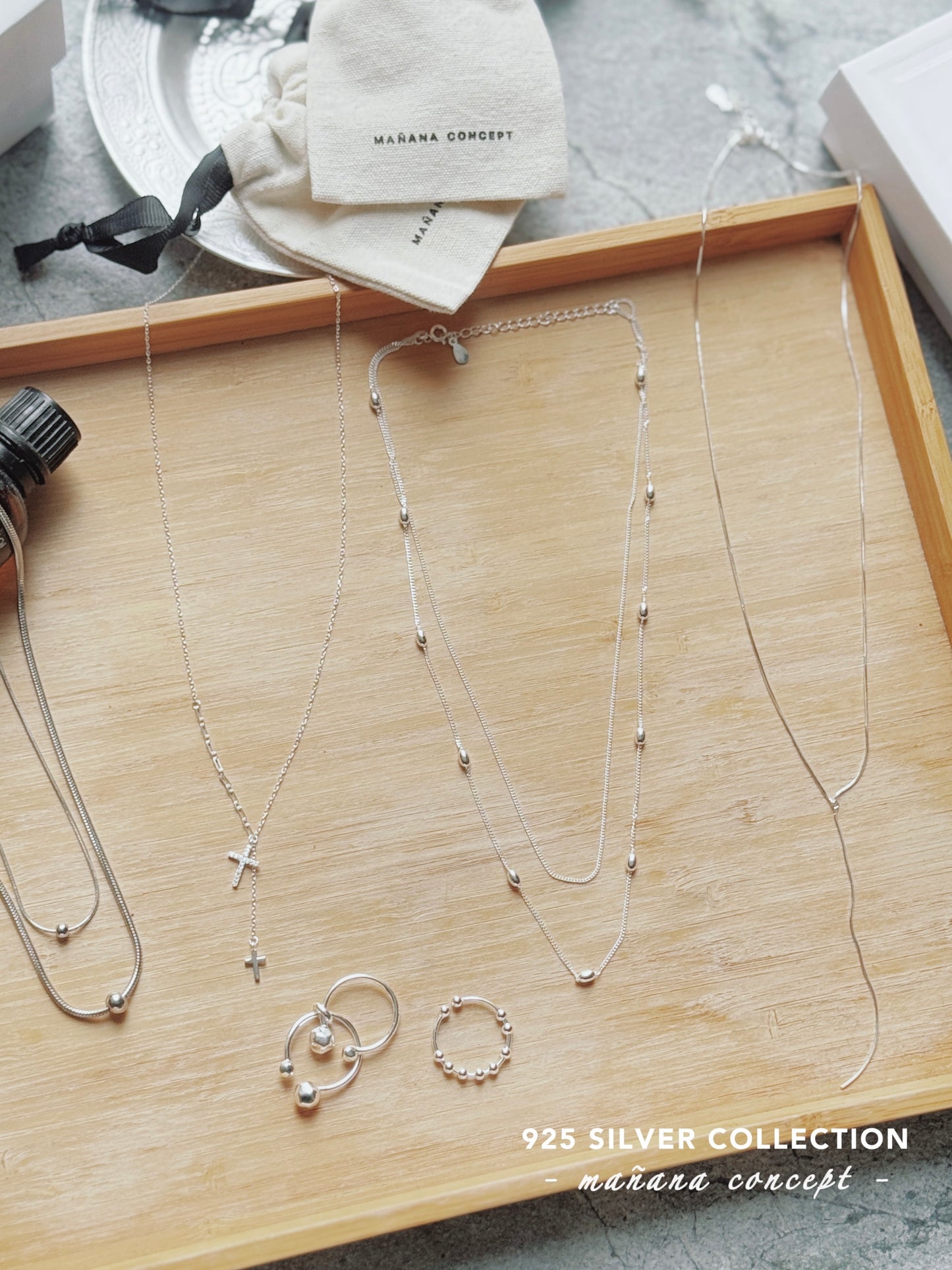 MZ727 925 SILVER CROSS DROP NECKLACE