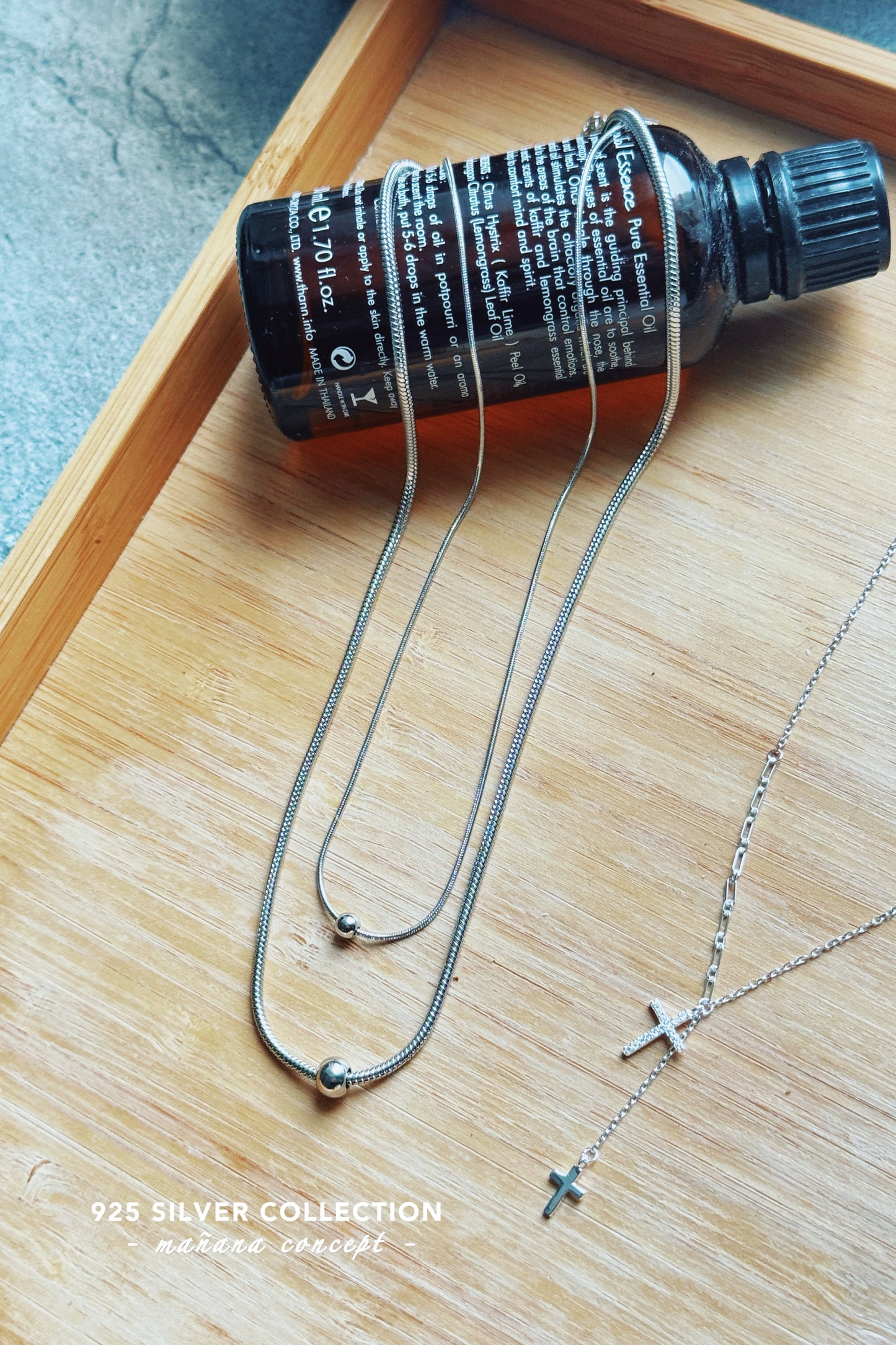 MZ728 SILVER DOUBLE LAYER NECKLACE