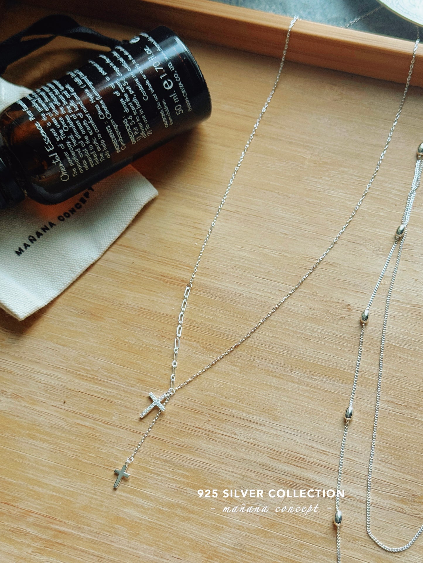 MZ727 925 SILVER CROSS DROP NECKLACE
