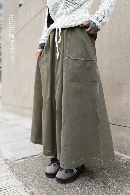 MZ609 A-CUT CONTRAST STITCH SKIRT