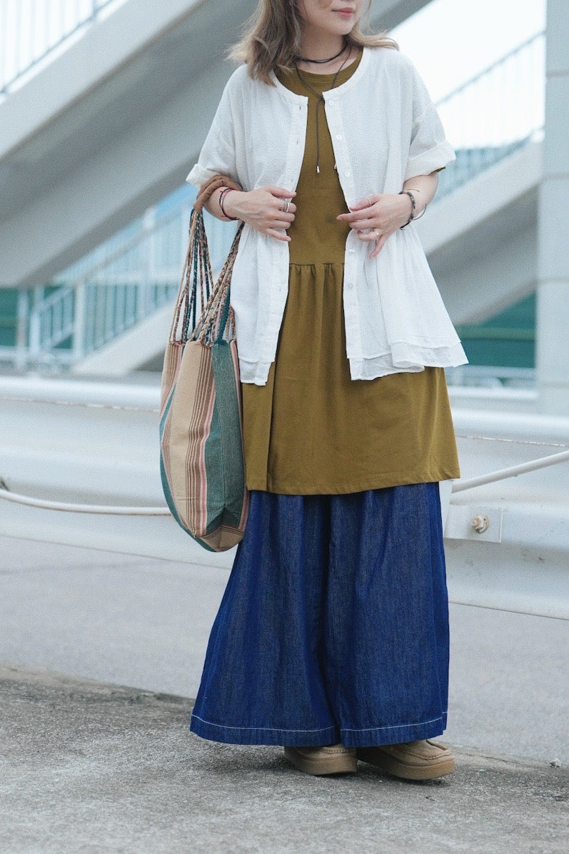 CA698 PLEATED DENIM JEANS