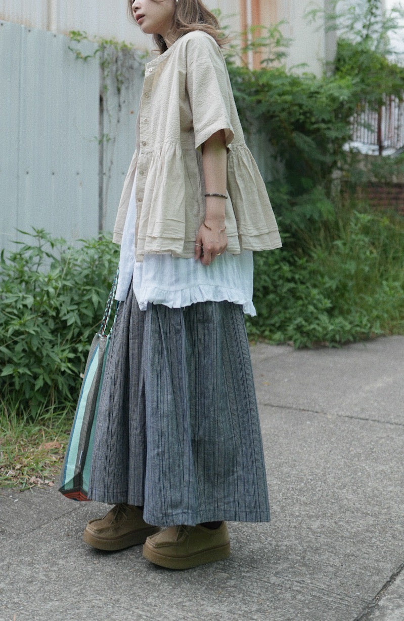 MZ738 ELASTIC WAIST STRIPED CULOTTES