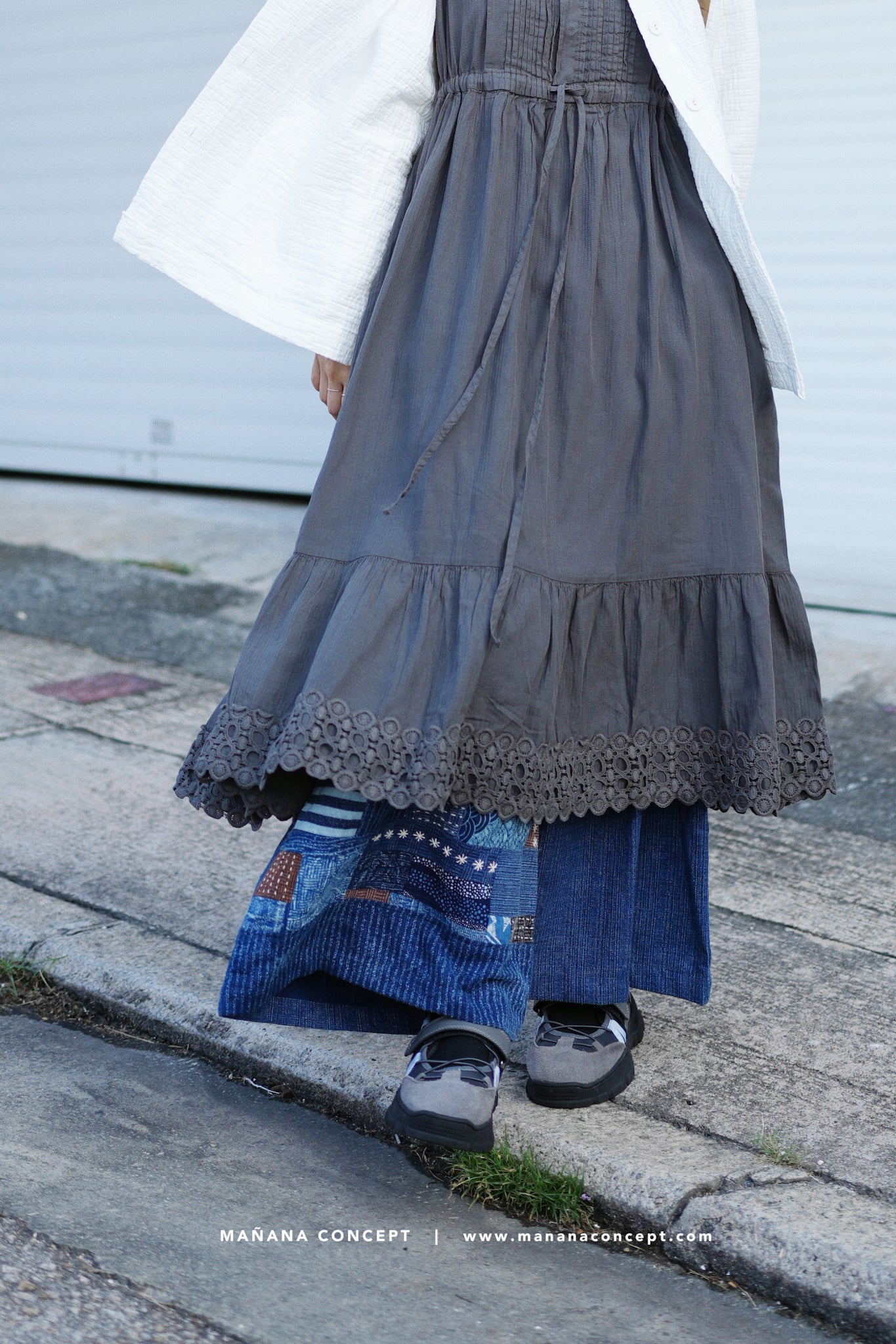 NA420 PATCHWORK SASHIKO WIDE LEG PANTS