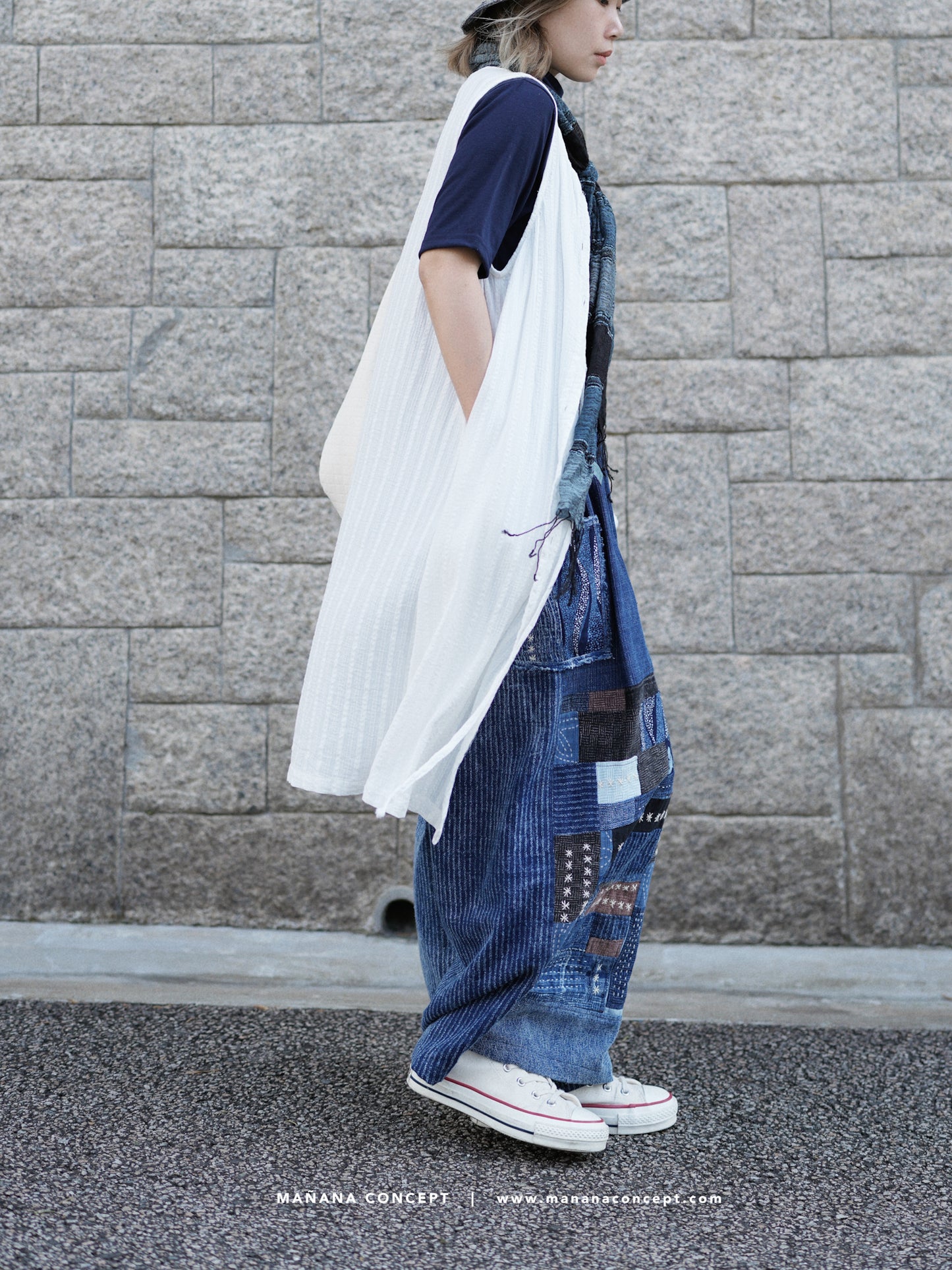NA420 PATCHWORK SASHIKO WIDE LEG PANTS