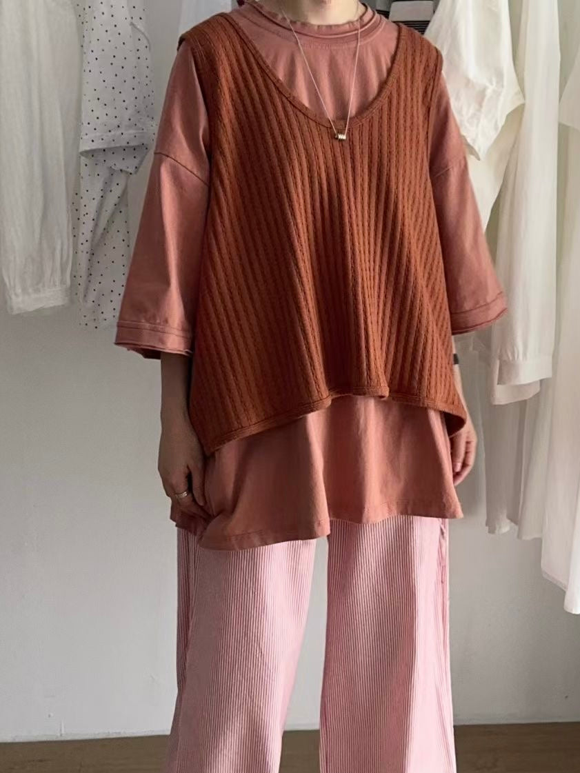 MZ836 OVERSIZED CREW NECK PLAIN SHIRT