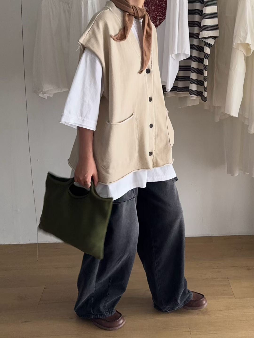 MZ836 OVERSIZED CREW NECK PLAIN SHIRT