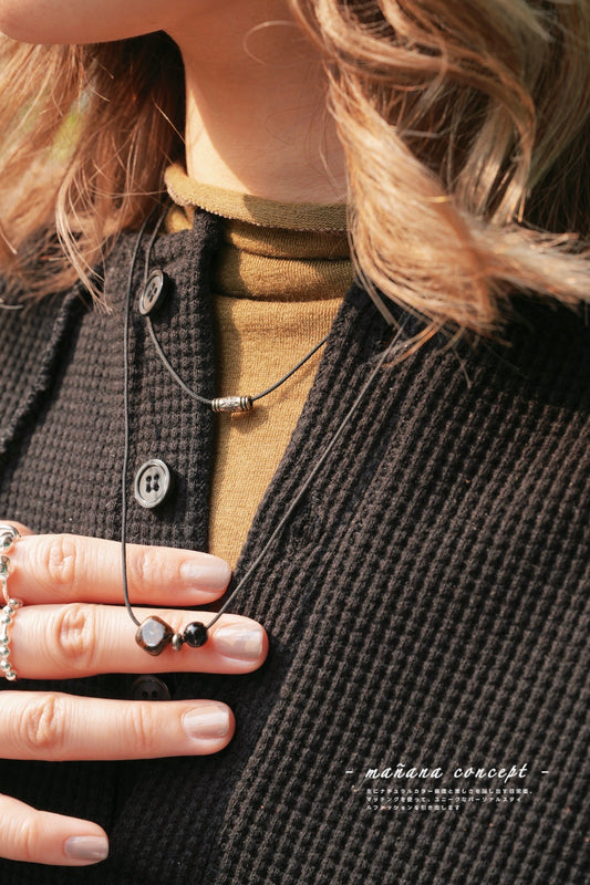 MZ623 DOUBLE LAYERED STONE NECKLACE