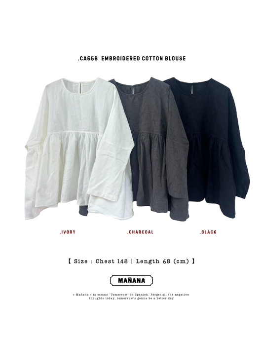 CA658 EMBROIDERED COTTON BLOUSE