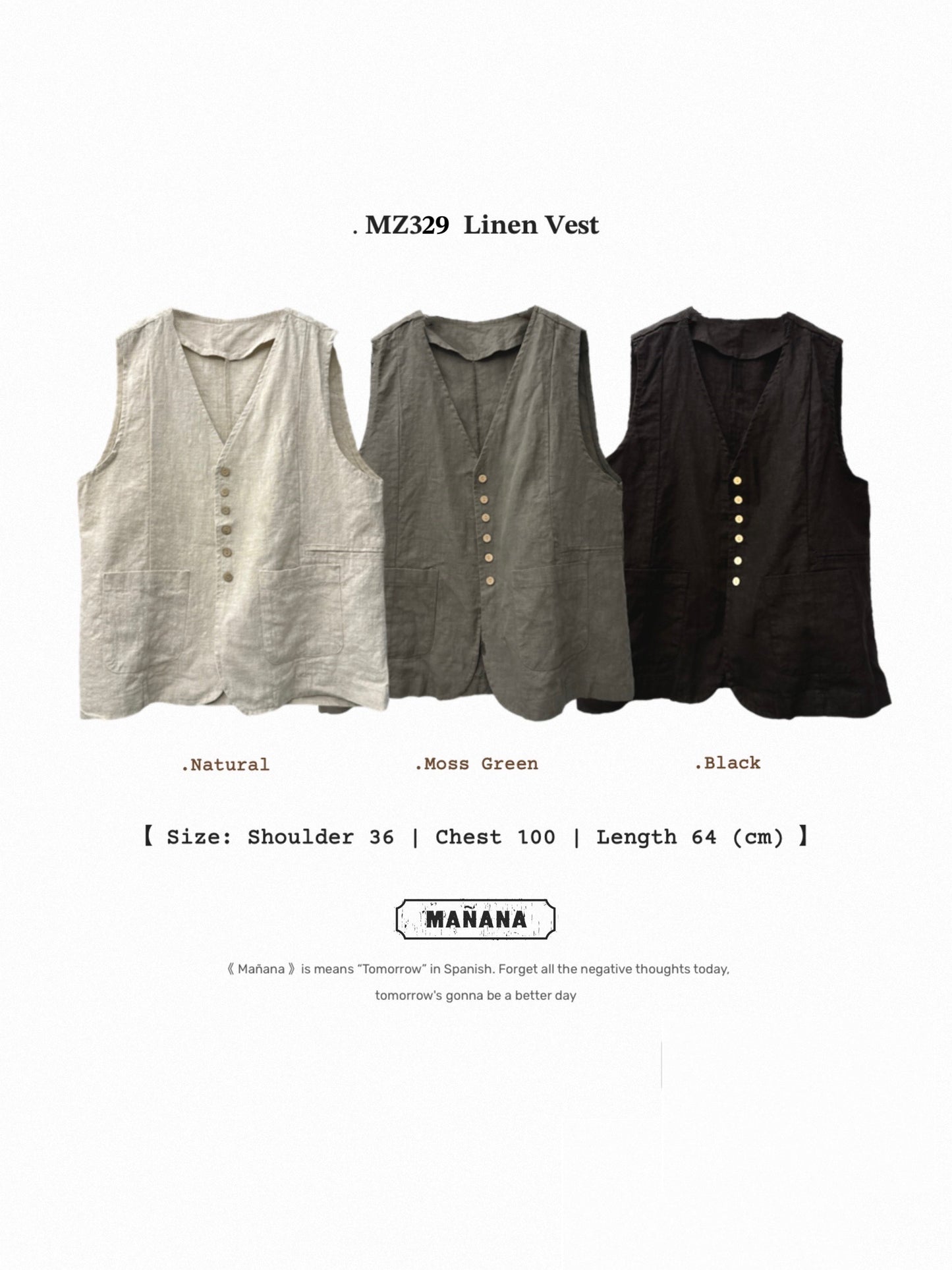 MZ329 Linen Vest