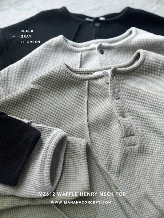 MZ612 WAFFLE HENRY NECK TOP