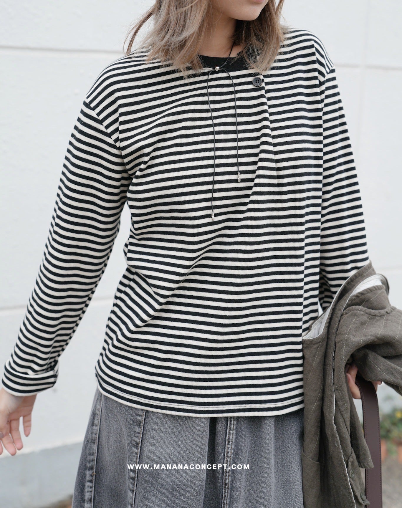 MZ619 ROUND NECK STRIPE TOP