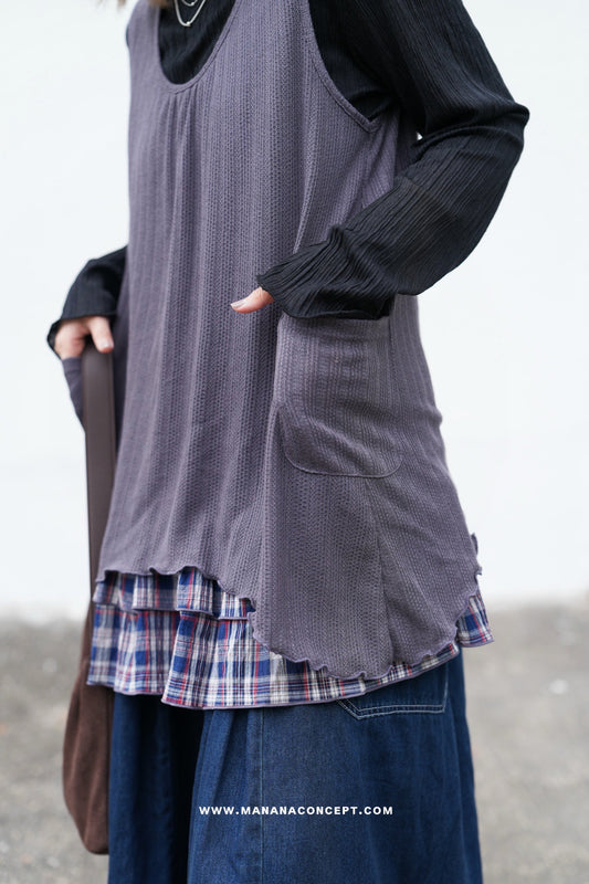 MZ622 LAYERED PLAID TANK TOP