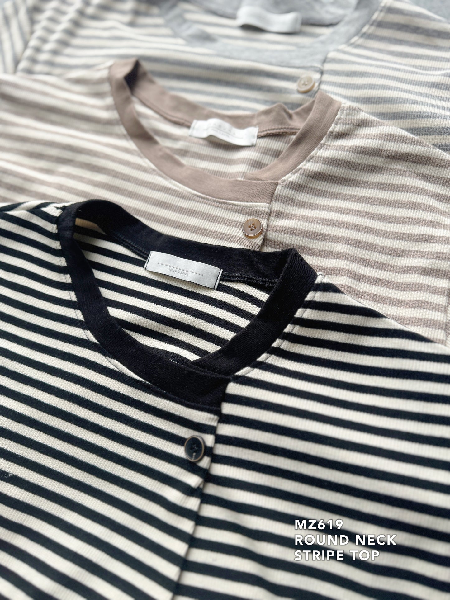 MZ619 ROUND NECK STRIPE TOP