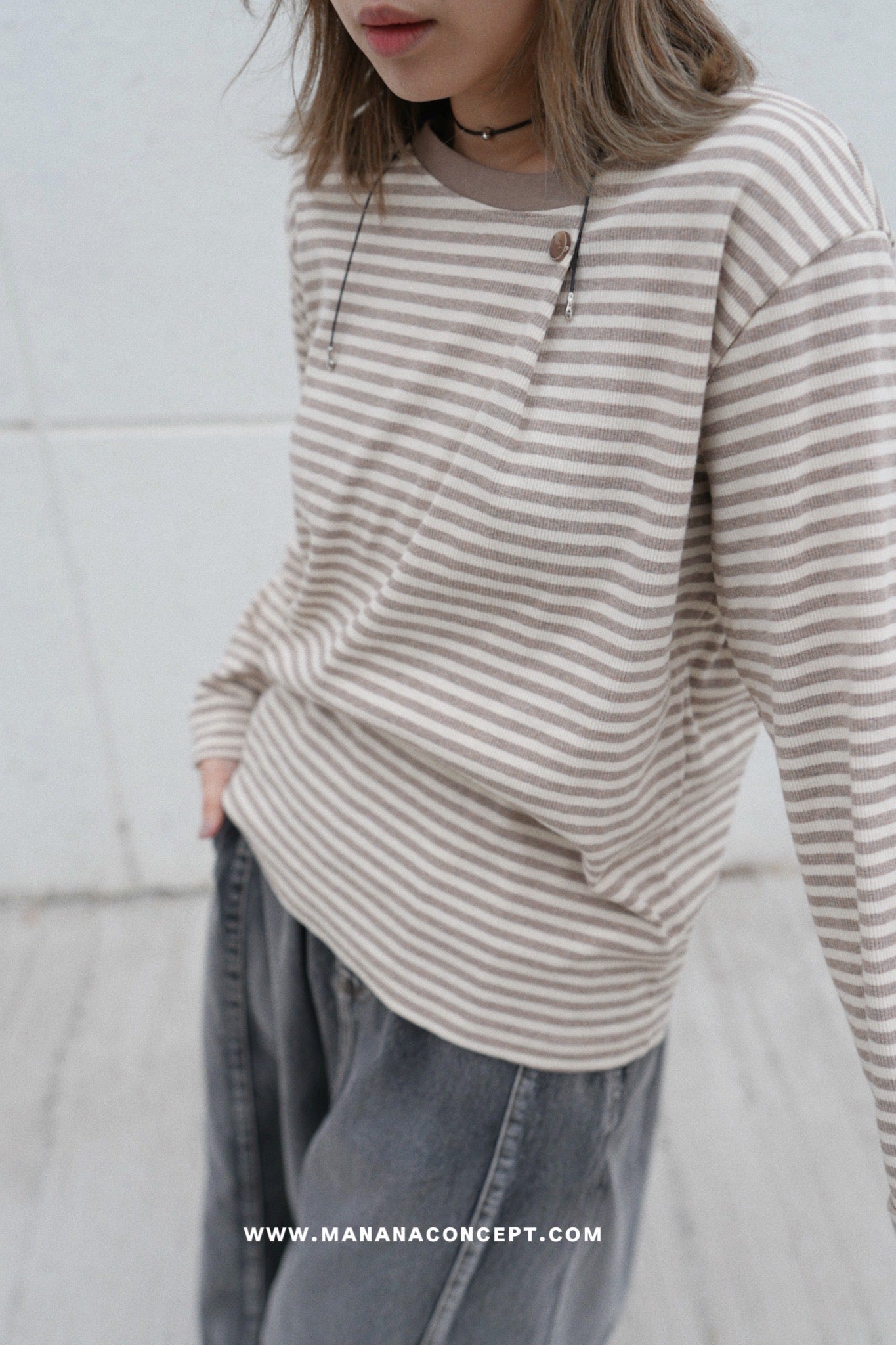 MZ619 ROUND NECK STRIPE TOP
