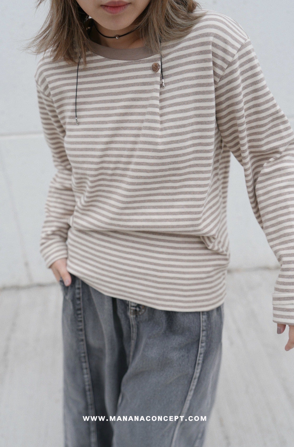 MZ619 ROUND NECK STRIPE TOP