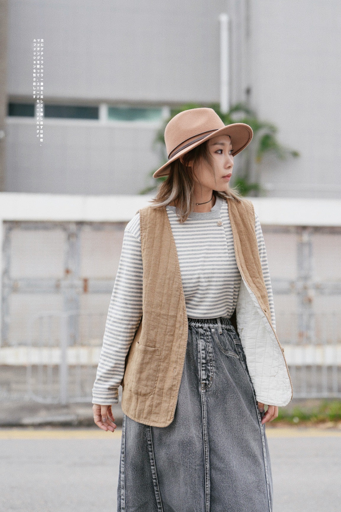 MZ611 LINEN STRIPED WORK VEST