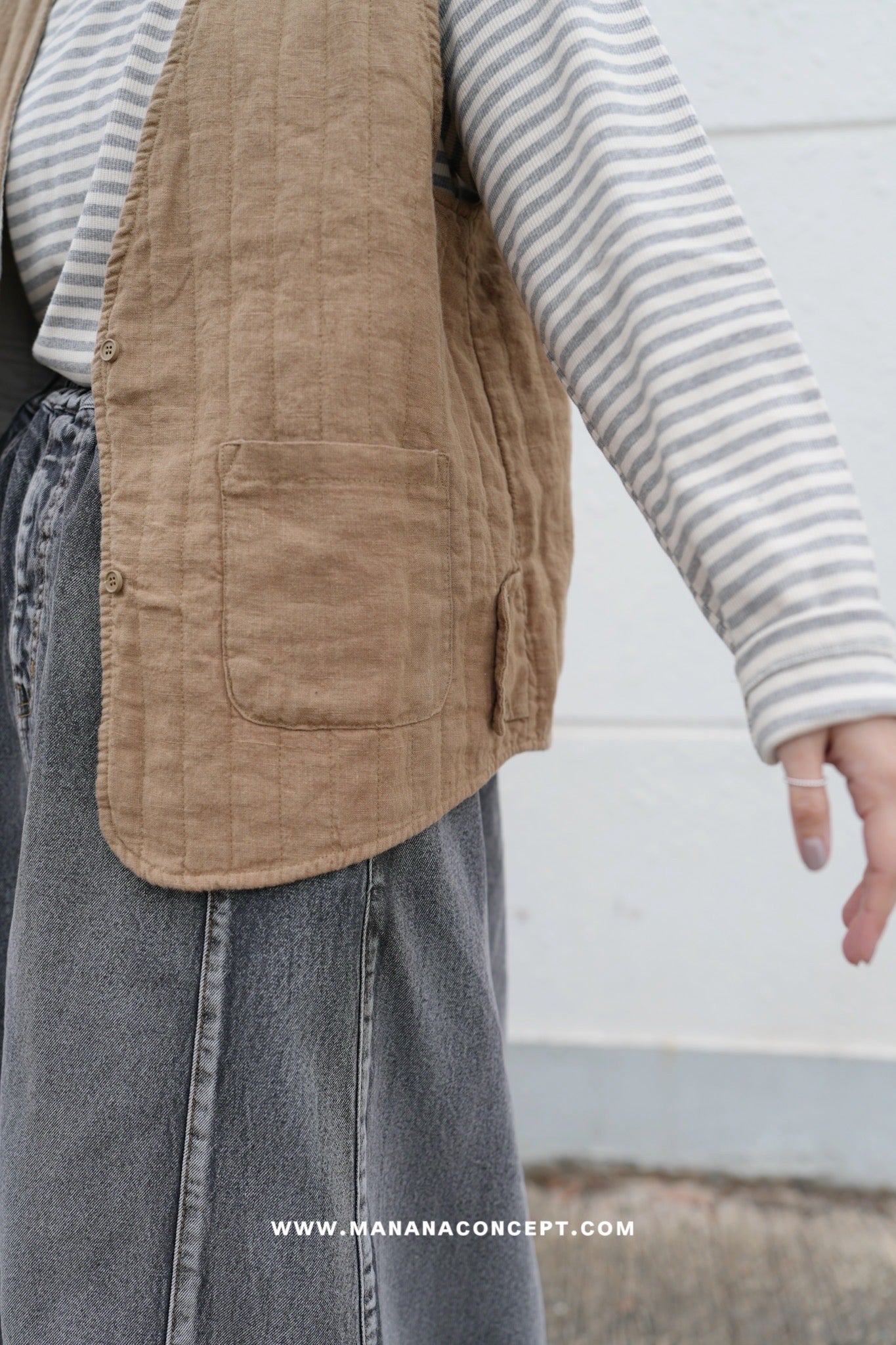 MZ611 LINEN STRIPED WORK VEST