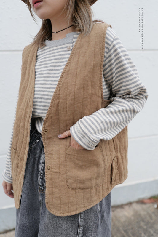 MZ611 LINEN STRIPED WORK VEST