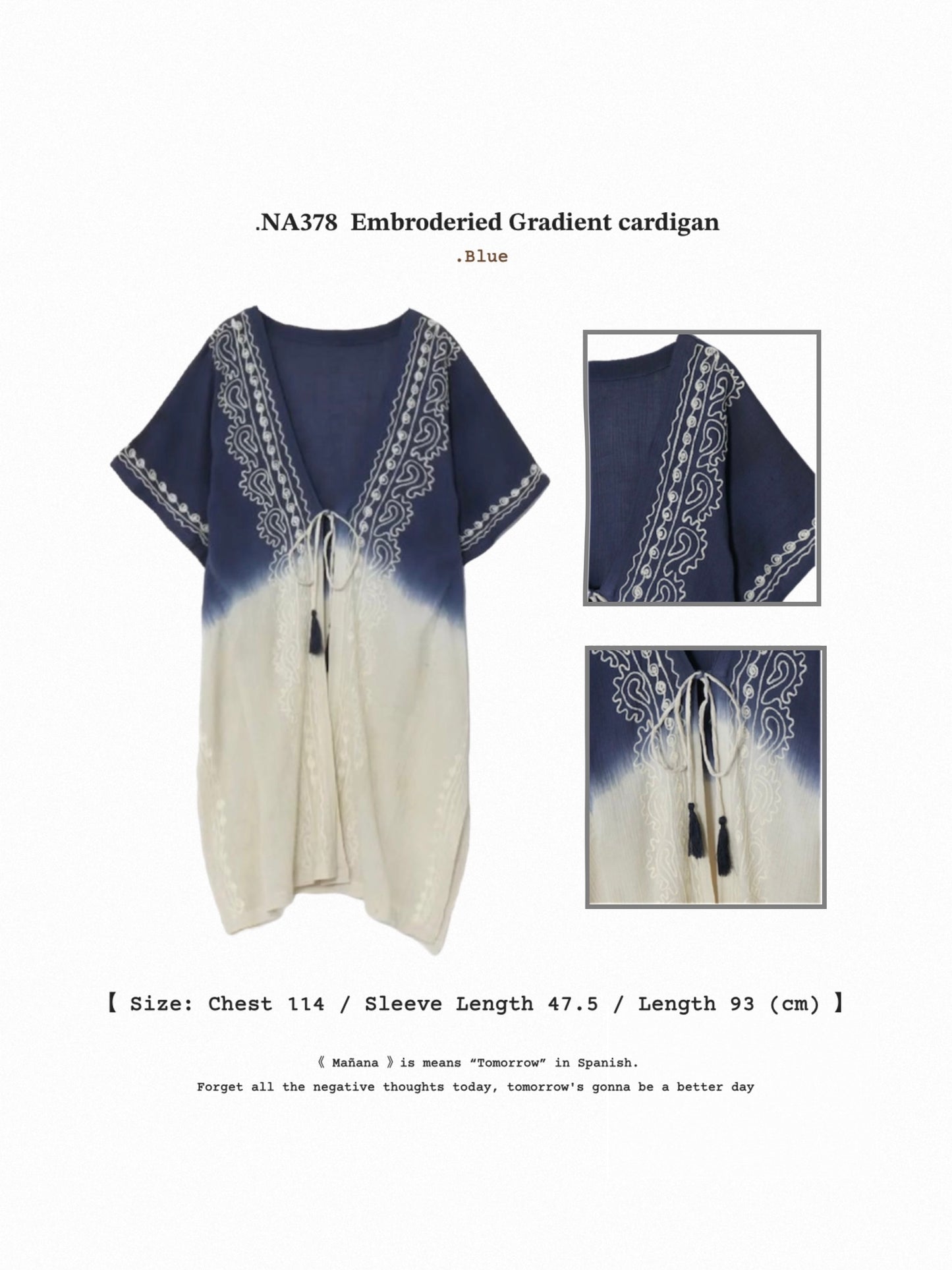 NA378 Embroidered Gradient Cardigan