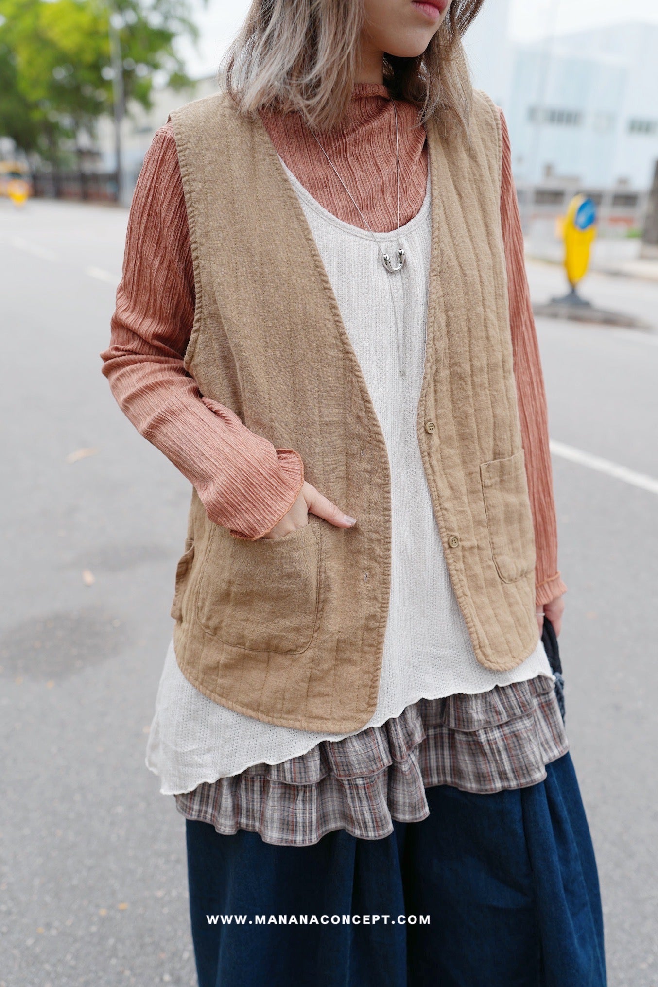 MZ622 LAYERED PLAID TANK TOP