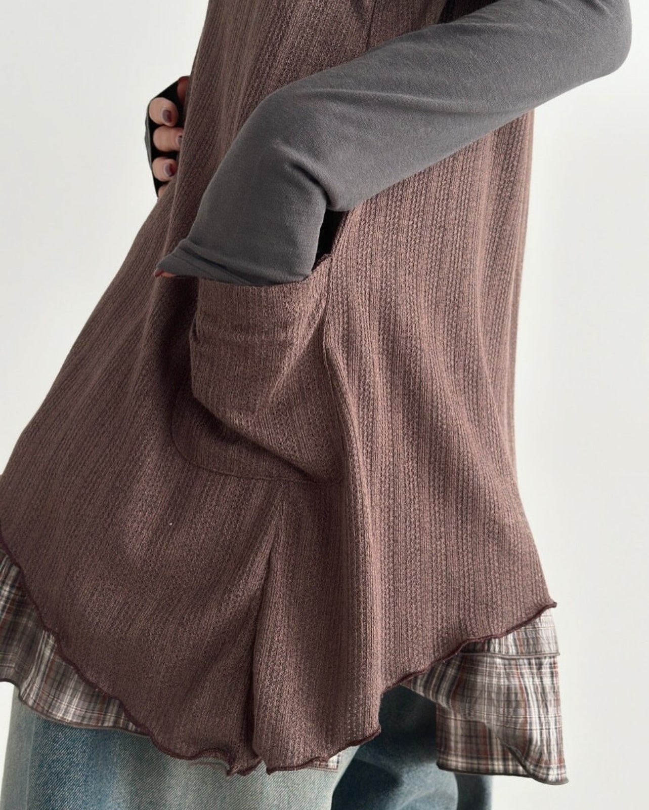 MZ622 LAYERED PLAID TANK TOP