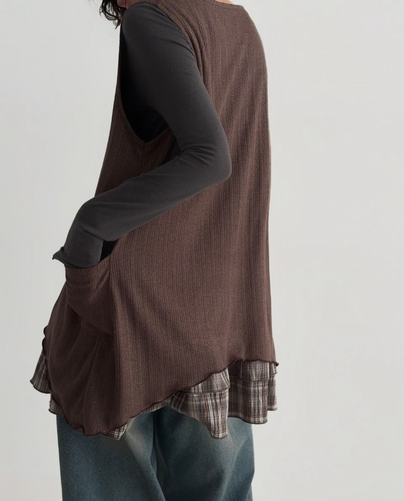 MZ622 LAYERED PLAID TANK TOP