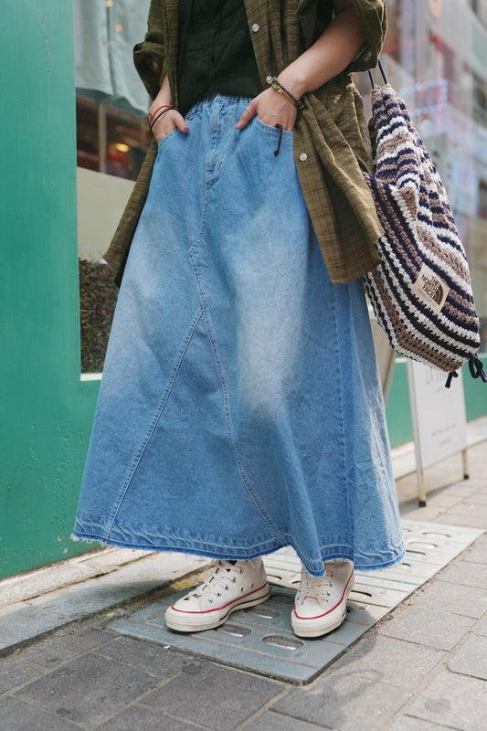 CA701 WASHED DENIM SKIRT