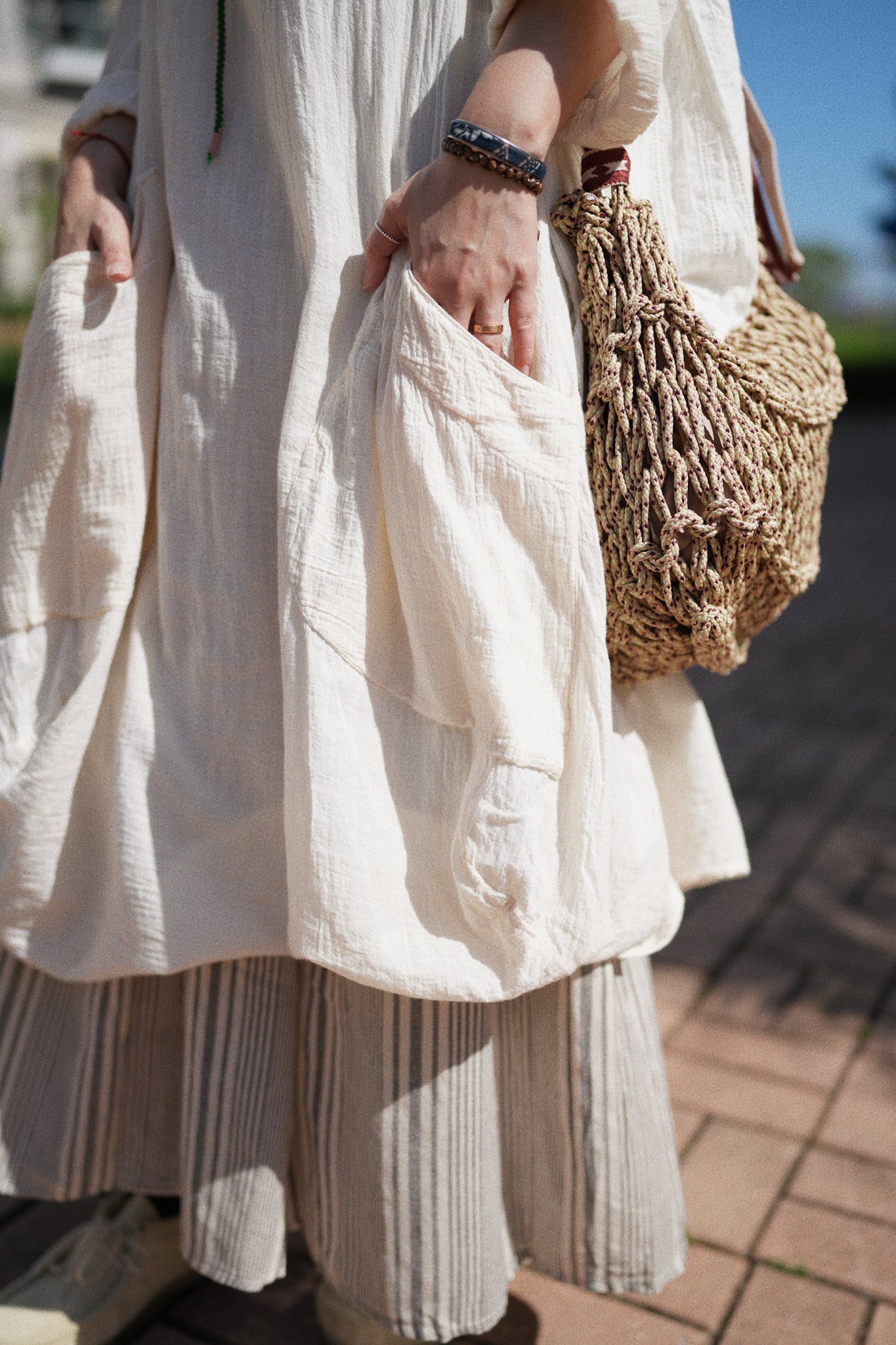 NA404 NATURAL COTTON POCKET DRESS