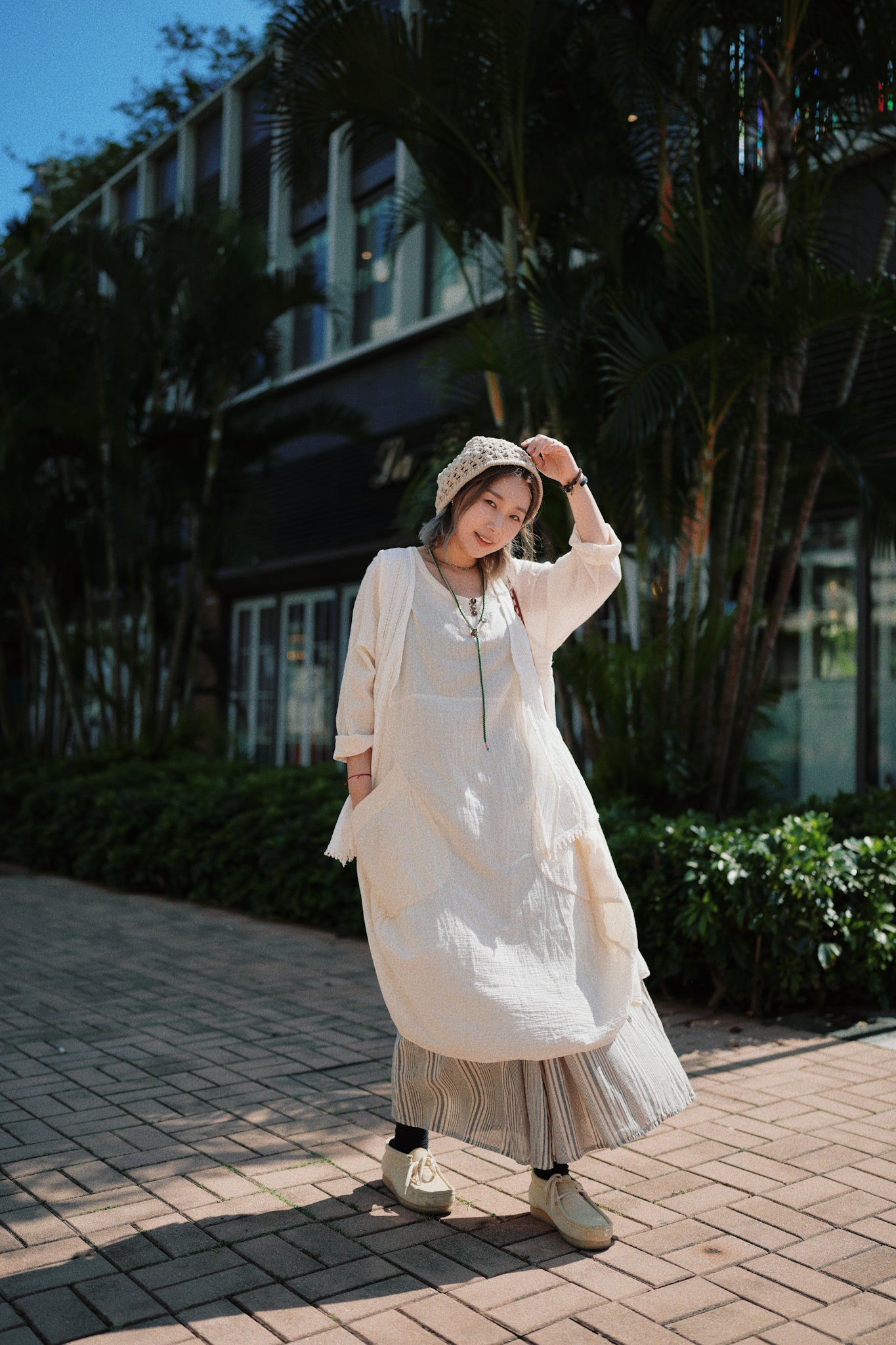 NA404 NATURAL COTTON POCKET DRESS