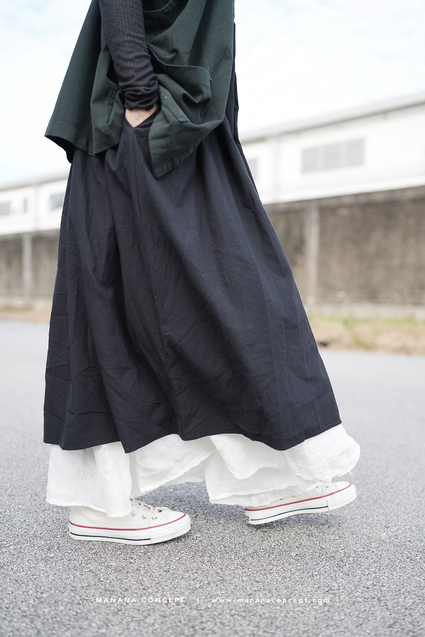 CA665 BASIC CREPE LINEN SKIRT